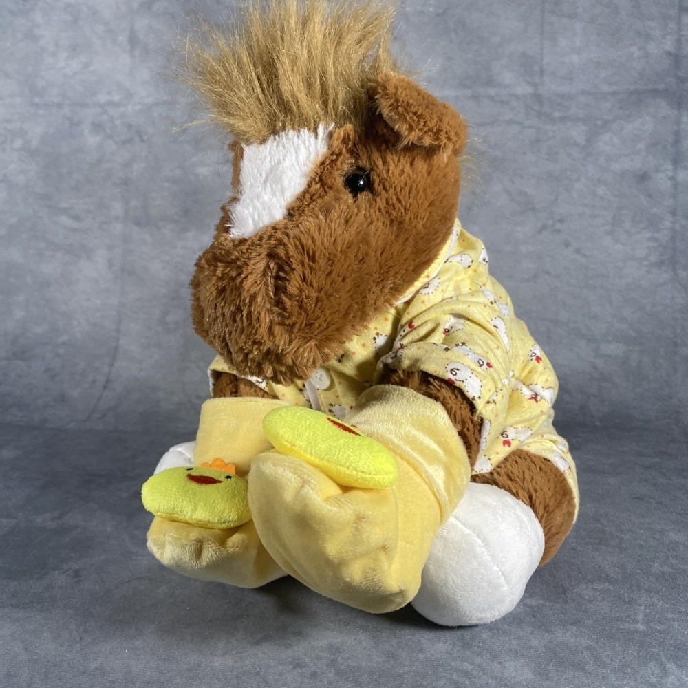 Teddy Mountain Chestnut The Horse Plushie w Duck PJs & Slippers Stuffed Animal